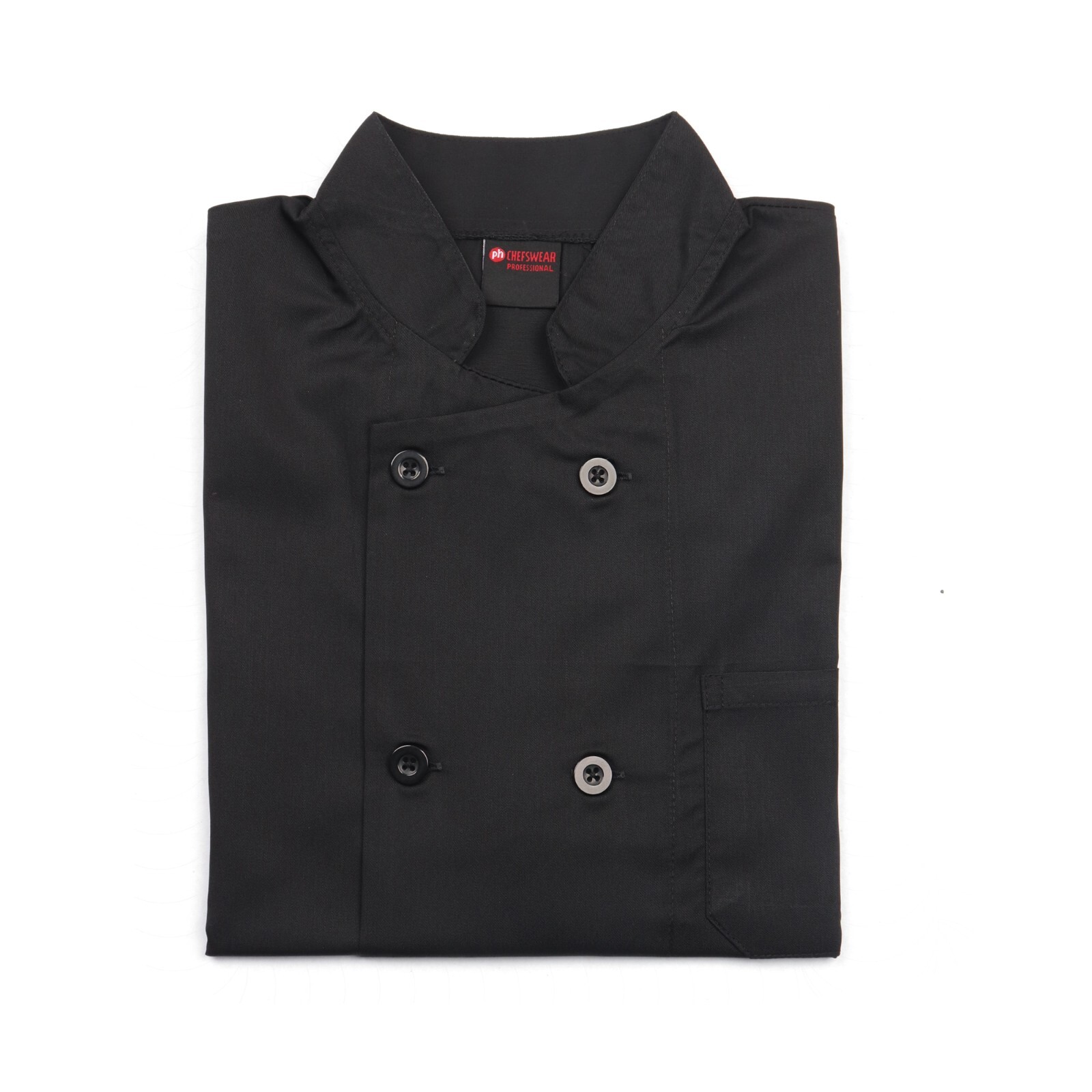 Chef Jacket PLASTIC BUTTON Short Sleeve Coat Black White Unisex Chefs Jackets