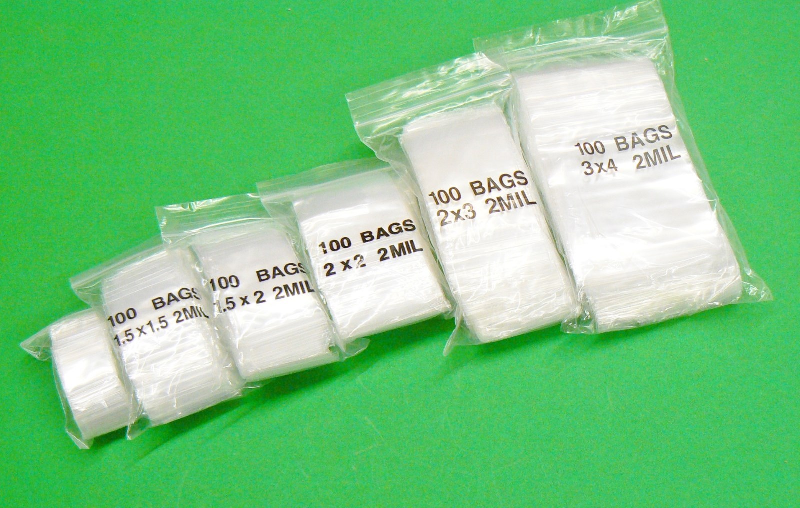600 Bags Clear 2 mil Assorted Reclosable Bags Small Size Assortment Baggies