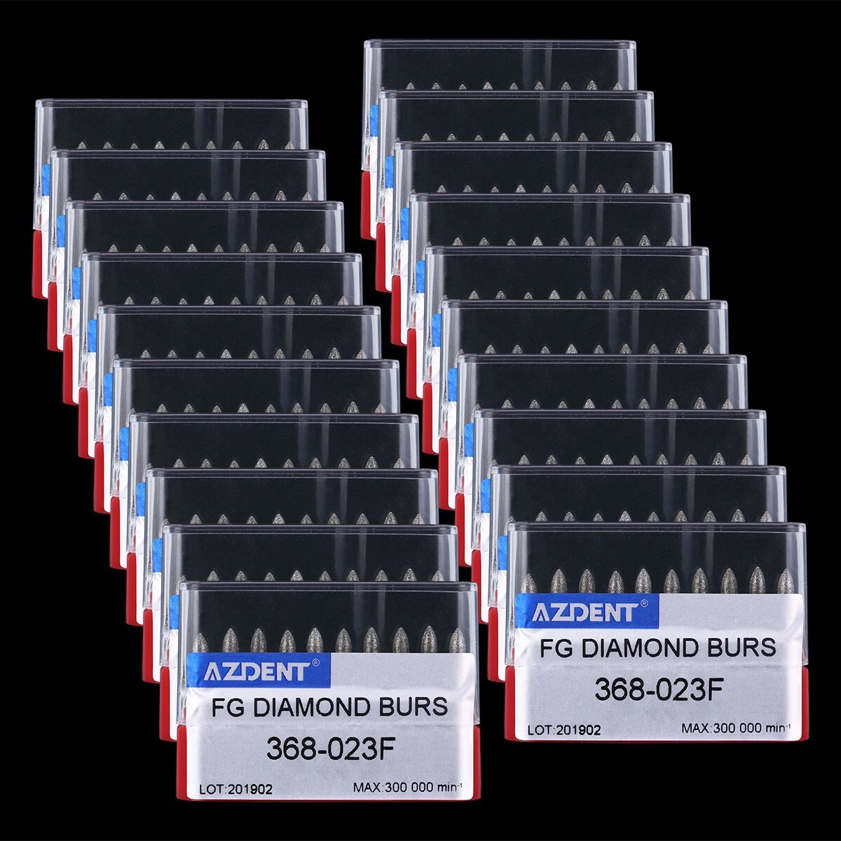 10pcs AZDENT Dental DIAMOND BURS FOOTBALL #368-023F FINE RED DEFEND 10pcs/Pack