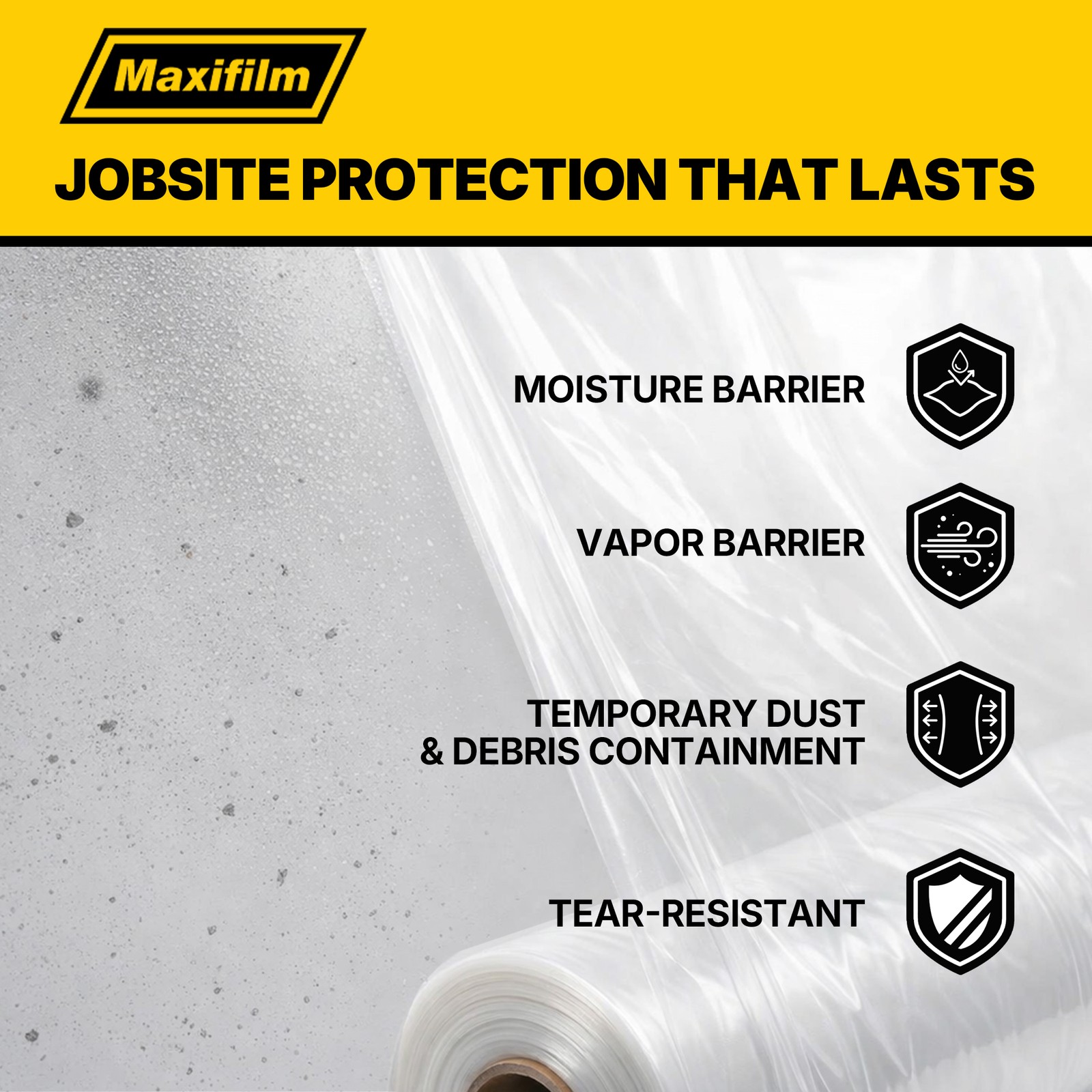 Lauco Heavy Duty Plastic Sheeting 10′ x 100′ Roll, 6 Mil Clear Polyethylene