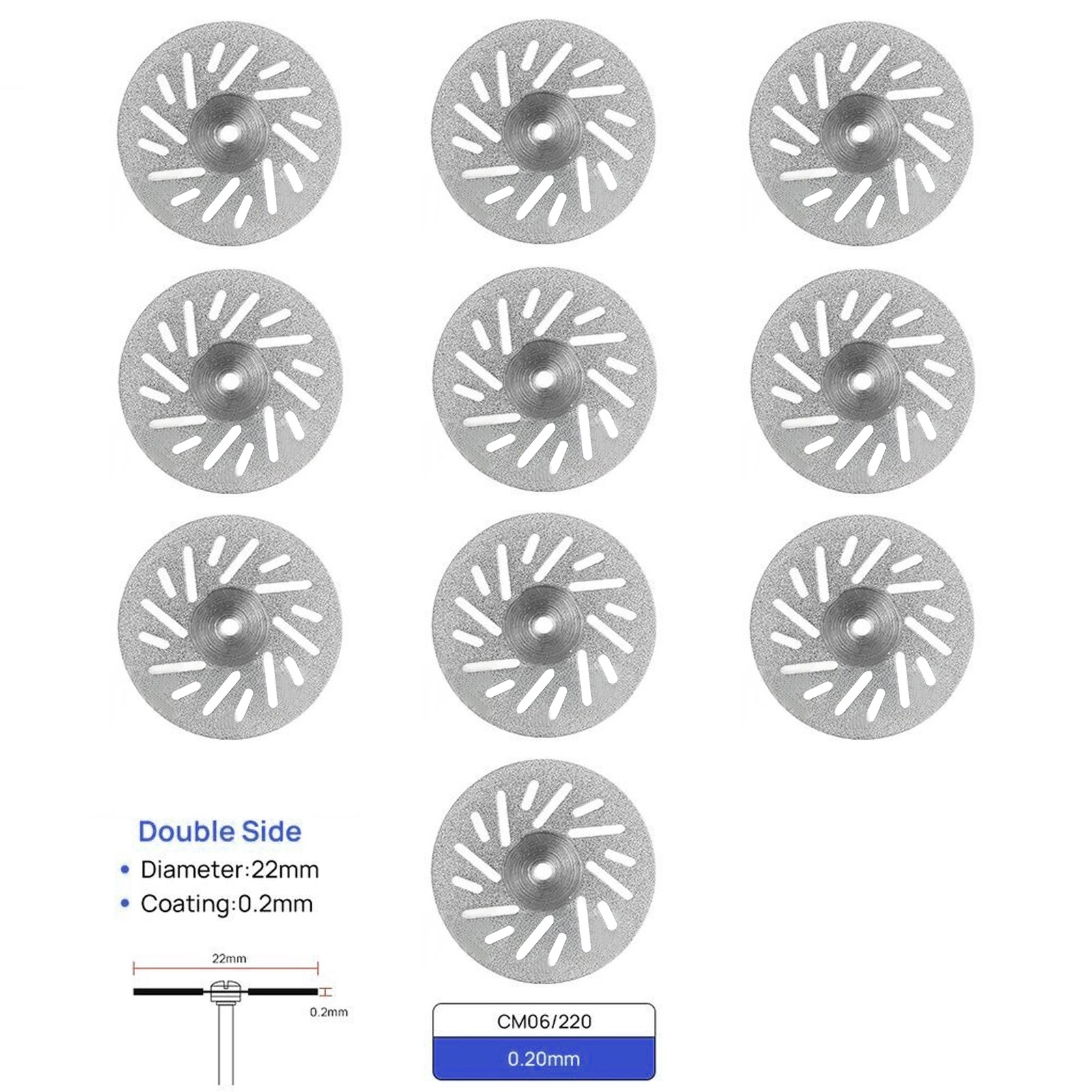Dental Lab Diamond Wheel Disc Ultra-thin Double Side Grit Disk Cutting Tool 22mm