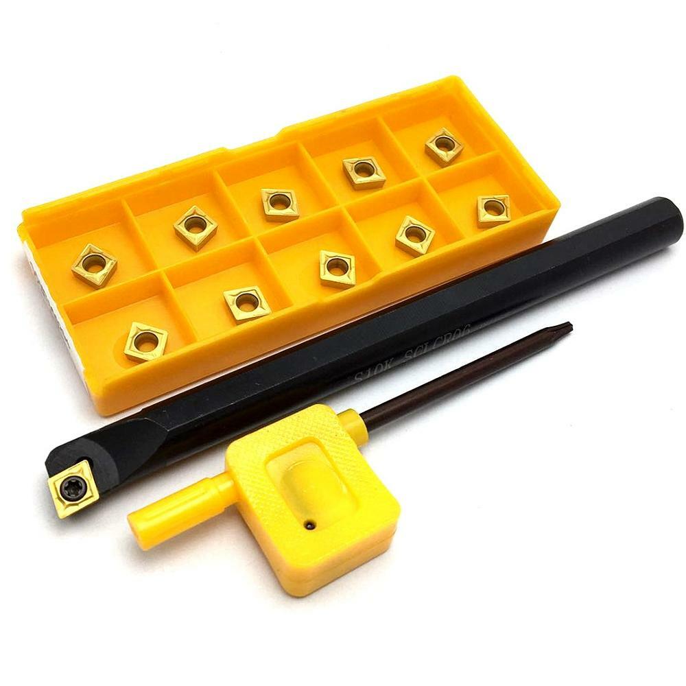 10mm （3/8）95° S10K SCLCR06 + SCLCR1010H06 CNC Tool Holder + 10Pcs CCMT060204