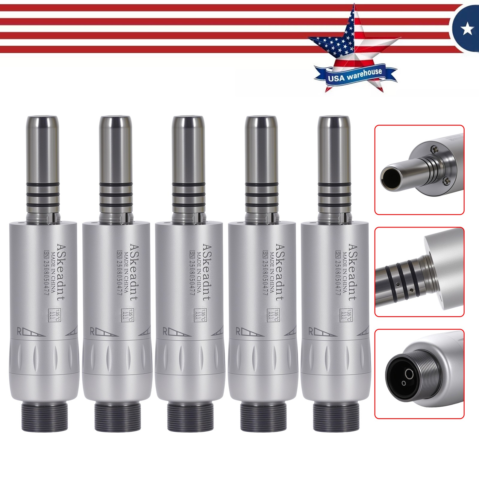 1-10 ASK Dental Slow Low Speed Air Motor Handpiece Internal Water Spray 2 Hole