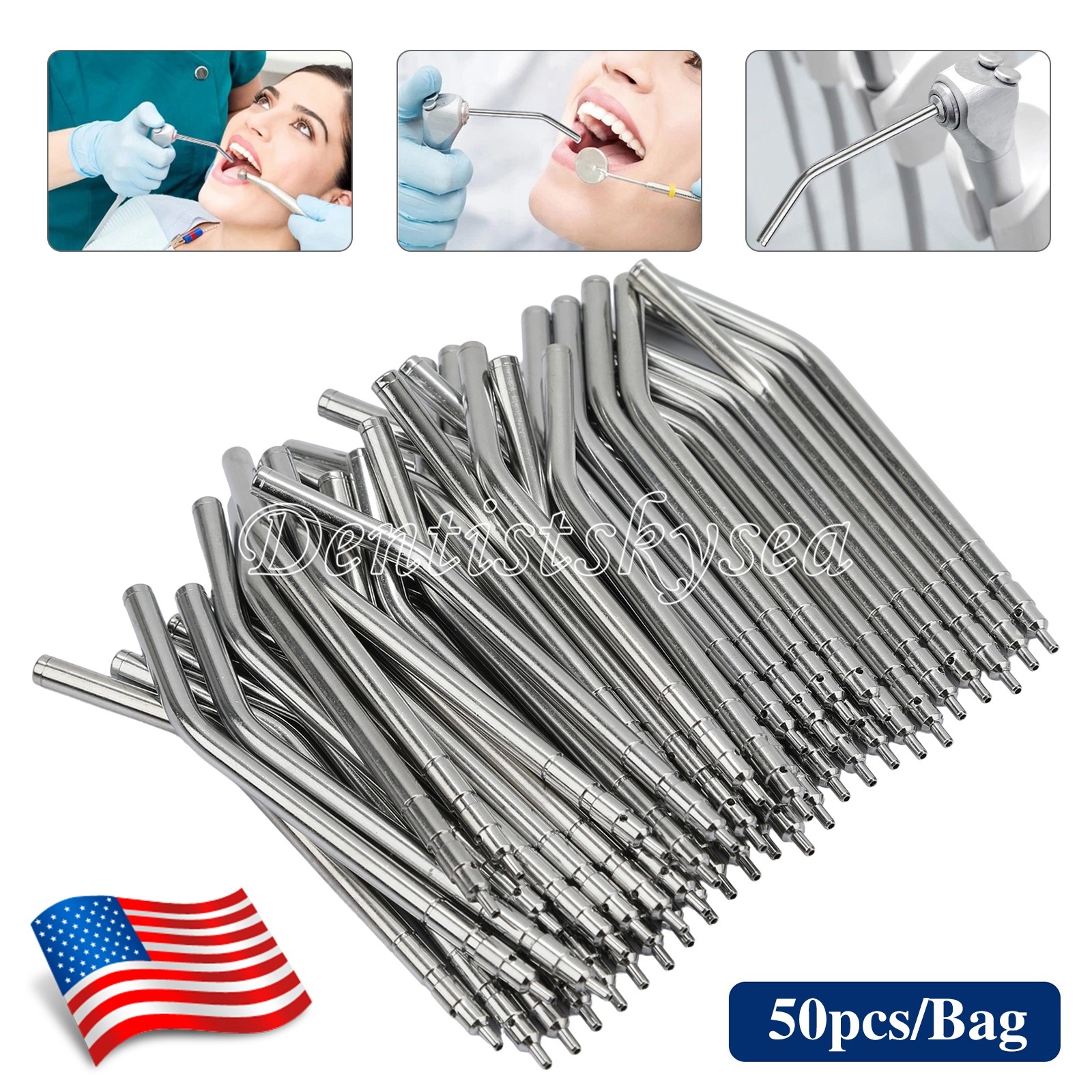 Dental 3 Way Air Water Syringe 2 Nozzles Triple Way Spray Handpiece USA