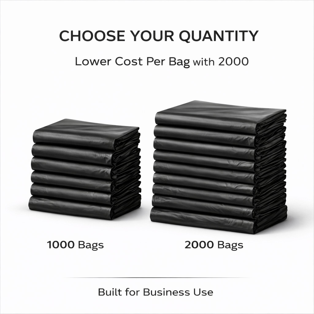 0.67 Mil Medium Duty Black T-Shirt Bags 1/6 Large 21×6.5×11.5 1000 or 2000
