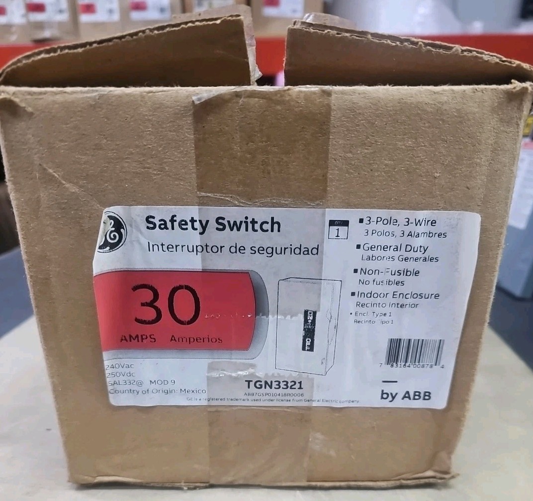 General Electric TGN3321 Non-Fusible Safety Switch 240VAC 30A 3P 3W NEMA 1 NEW