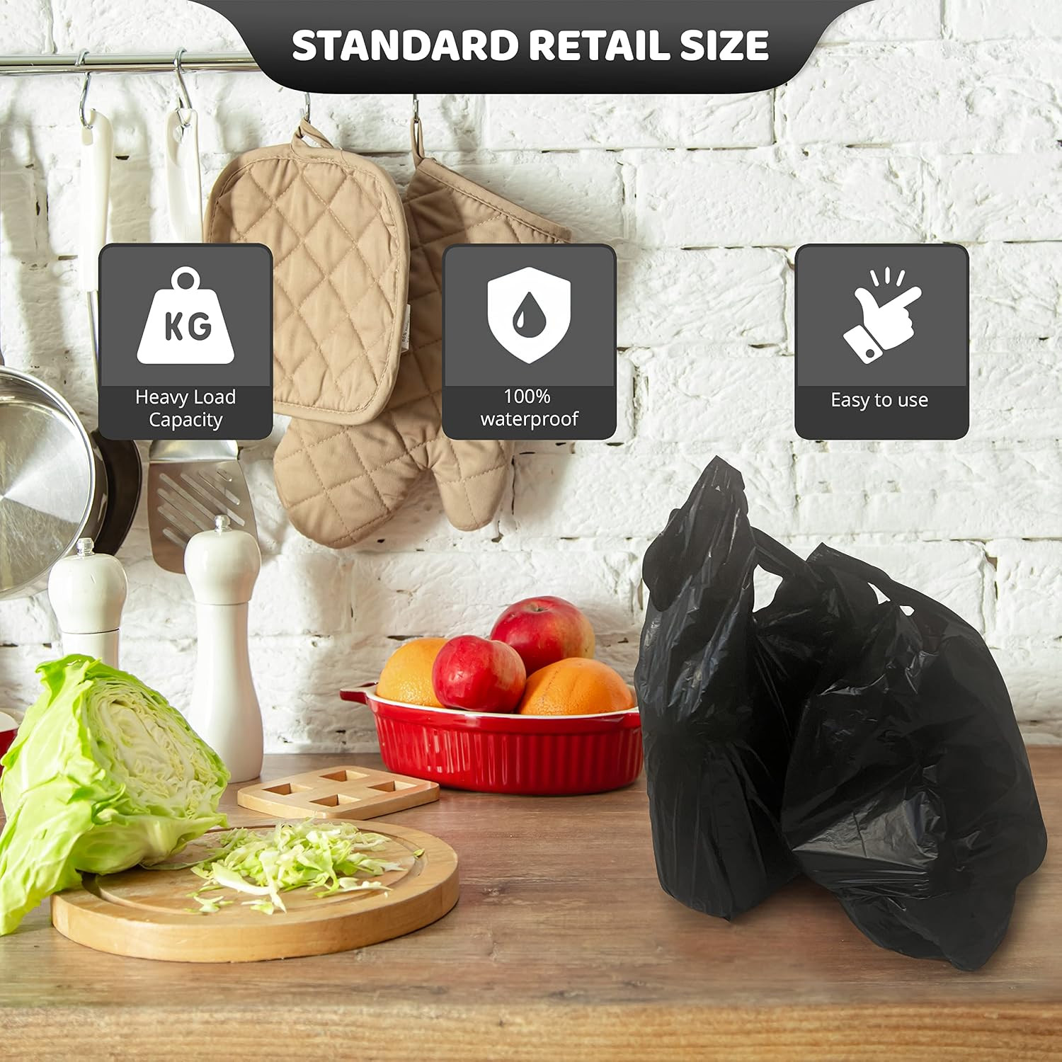 , Black T-Shirt Bags in Bulk – 1000 Count – (11″ X 6″ X 21″) – Restaurant Carryo