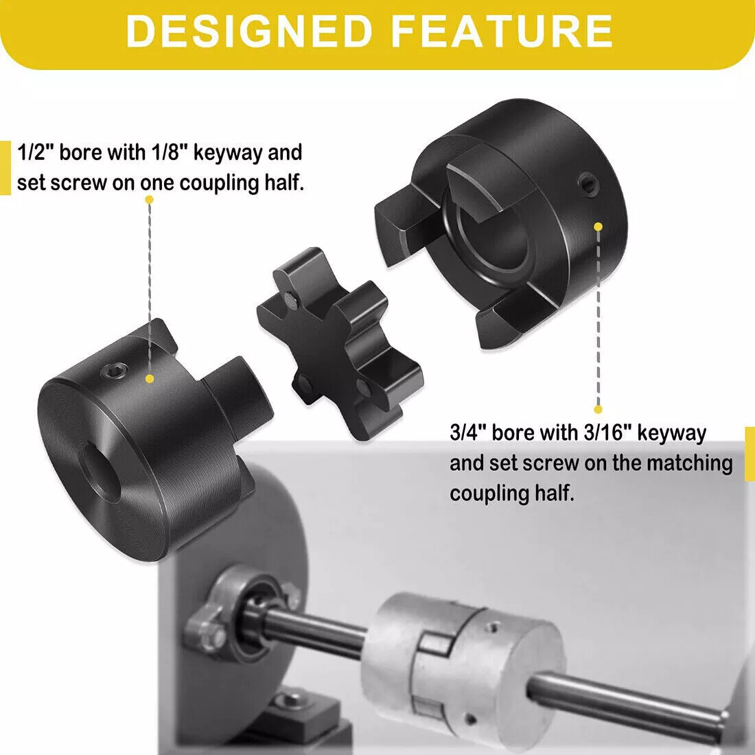 3Pcs 1/2″ to 3/4″ L075 L-Jaw Coupling Set For Log Wood Splitter Hybrid Equipment