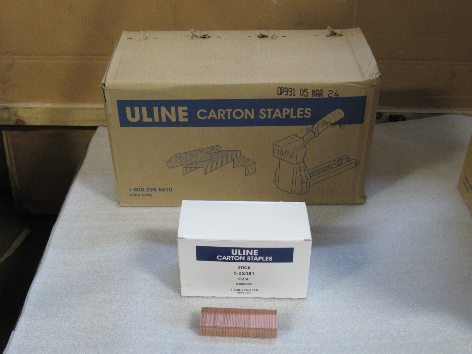 NEW CASE OF 20,000 (2000/BOX, 10BOXES/CASE) ULINE CARTON STAPLES S-22481 C3/4″