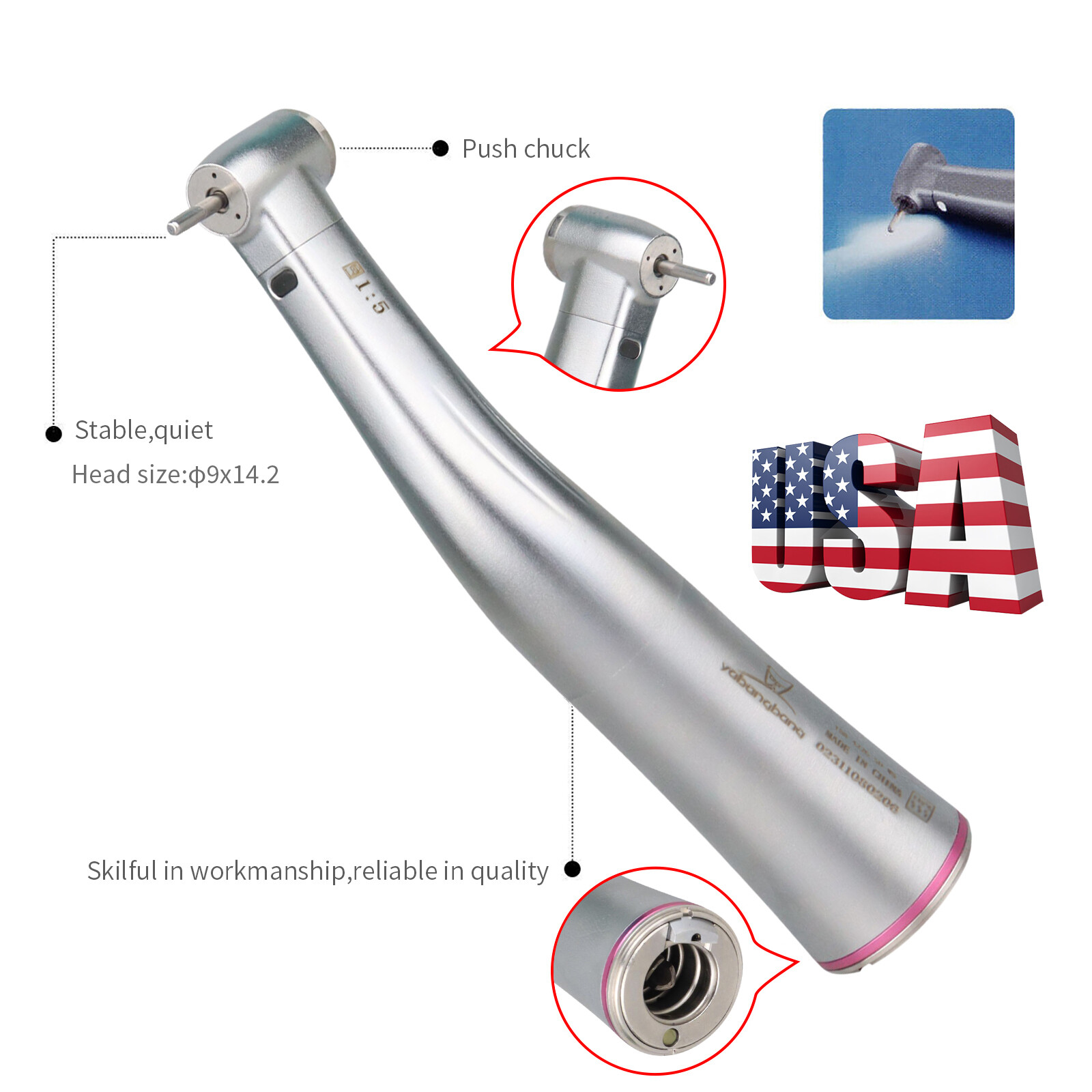 Fiber Optic 1:5 Increasing Handpiece Fit Dental Brushless Electric Micro Motor