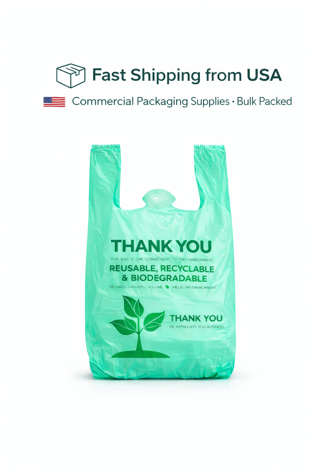 Bags 1/6 Large 22 x 6.5 x 12 Biodegradable T-Shirt Plastic Grocery Shopping Bags