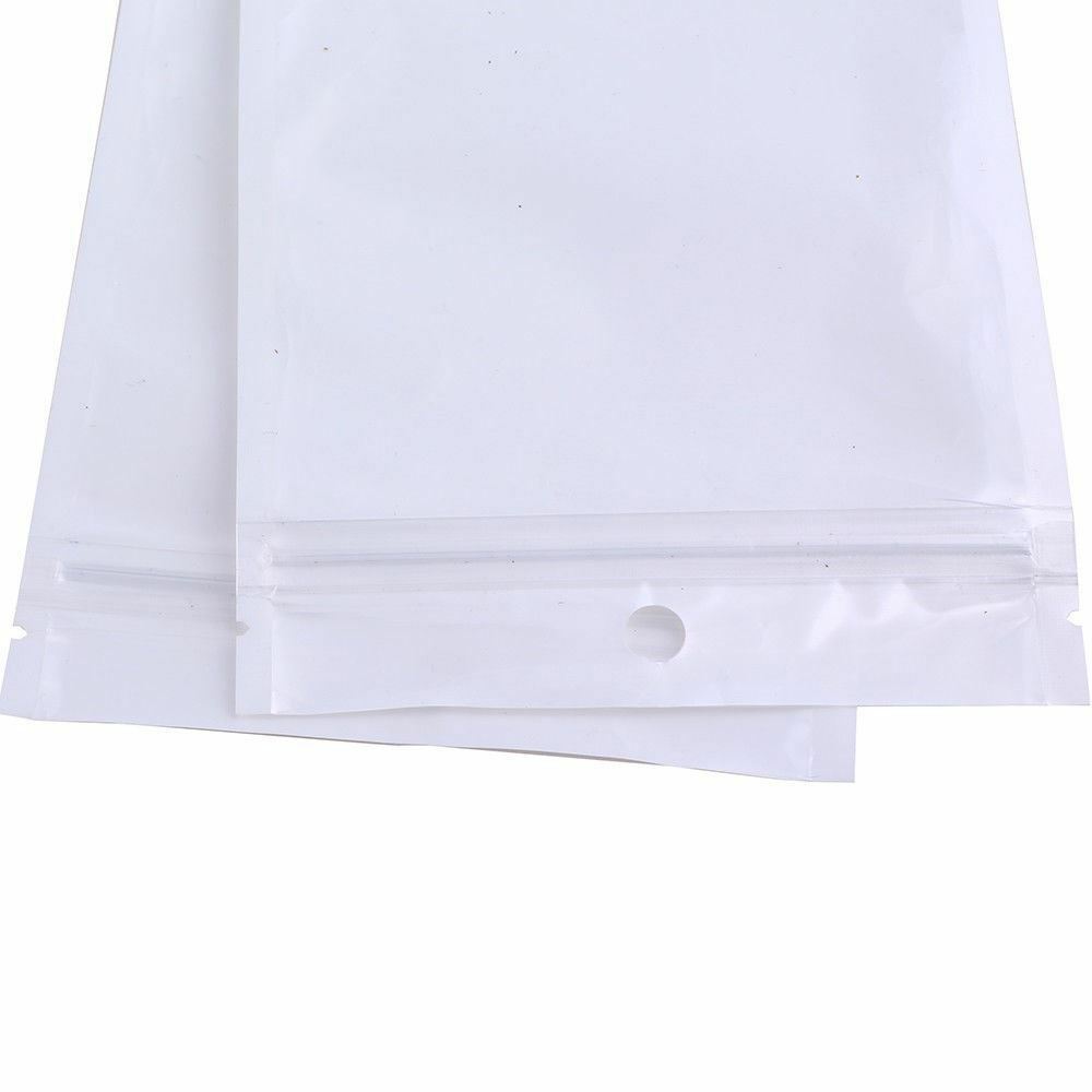 Many Different Sizes for 100 Flat Clear/White Zipper Seal Bags w/ Hang Hole