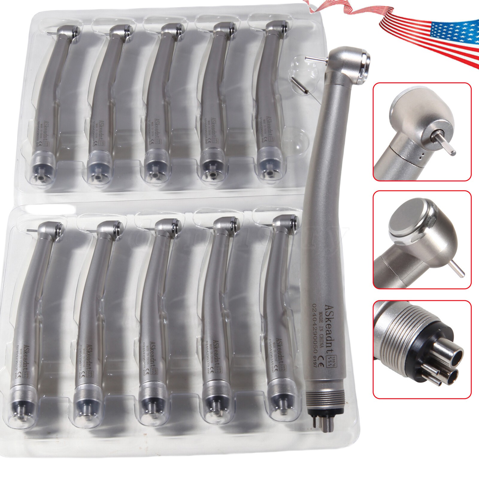 10 Askeadent NSK Style Dental High Speed Handpiece Push Button Standard Head 4H