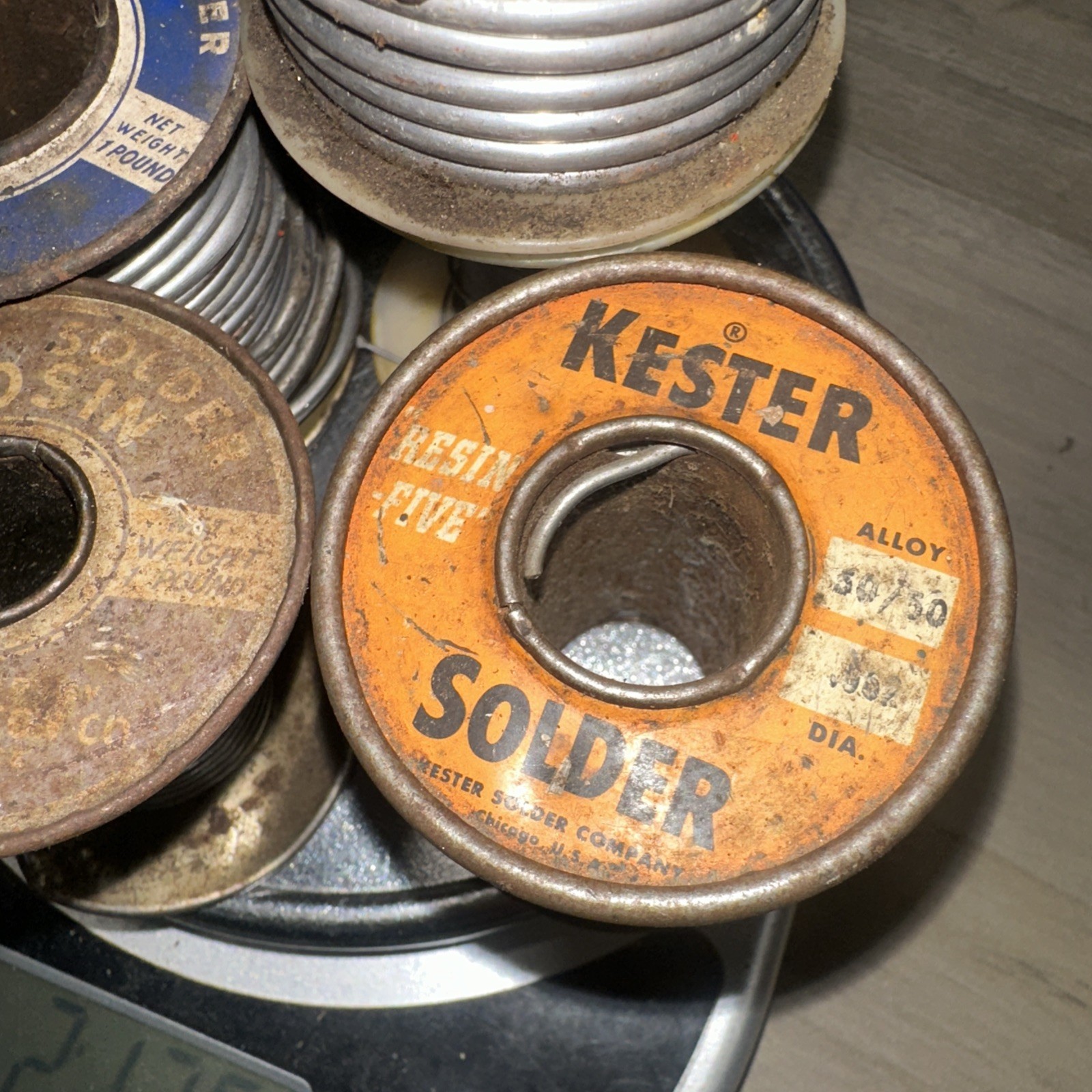 Lot of Solder Spools Over 3 Pounds! Various Sizes 10 Rolls Used