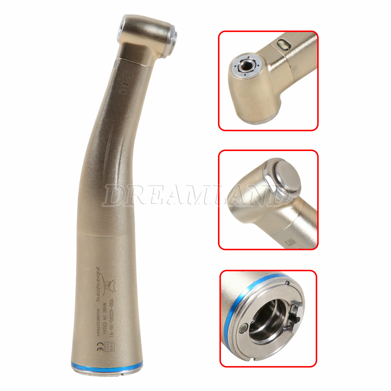 Dental Contra Angle Handpiece 1:1 LED Fiber Optic Low Speed φ2.35mm Fit Kavo NSK