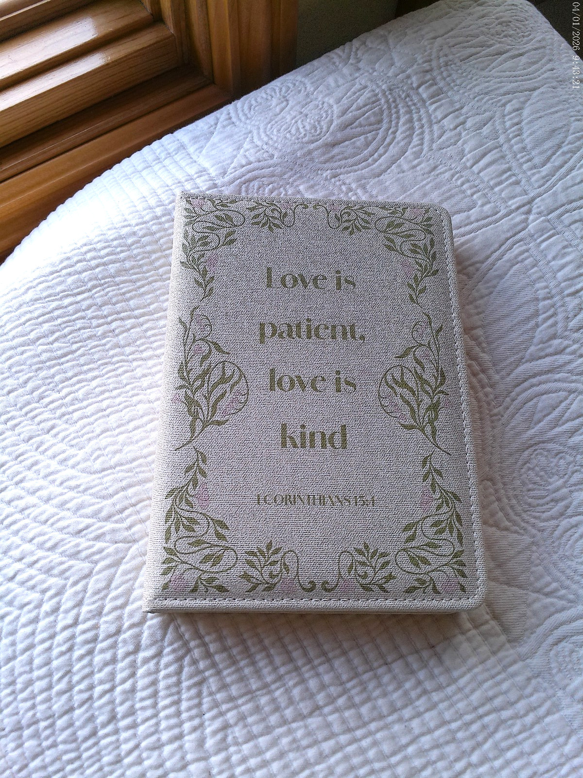 ONE DESIGN HOME PADDED LINED JOURNAL LOVE IS PATIENT LOVE IS KIND 6″ X 8″ X 1″