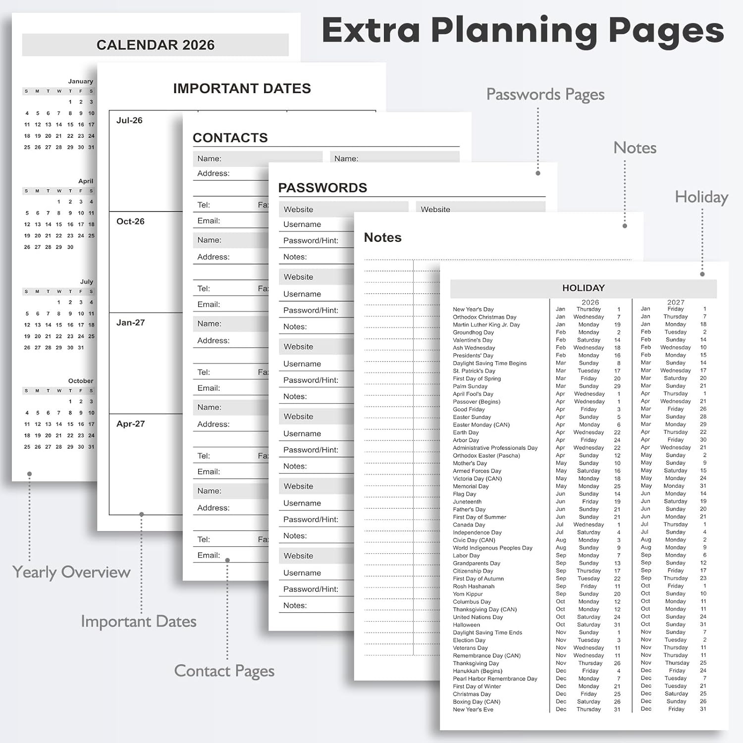 Leather Academic Planner 2026-2027: A5 Black Business Weekly & Monthly Planner f