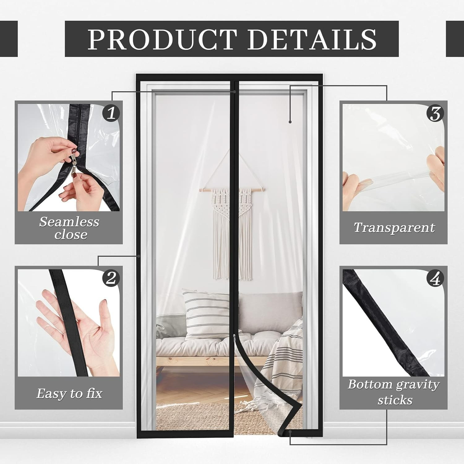 Zipper 48 x 87 Inch Dust Barrier Door Kit Construction Door Barrier 4 x 7.25 …