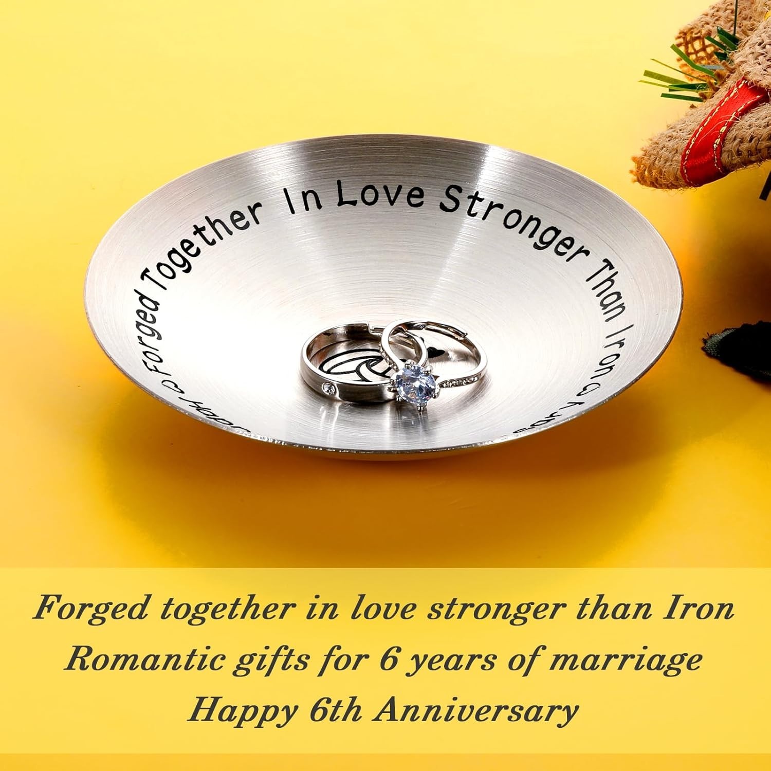 6 Year Anniversary Iron Gifts for Him Her Couples 6th Wedding small, Silver