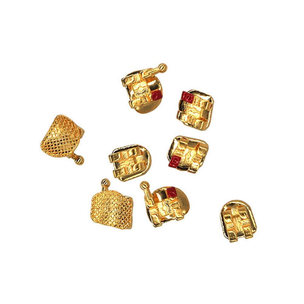 Dental Orthodontic 18K Gold Coated Metal Bracket Mini MBT 022 3-4-5 20pcs/set