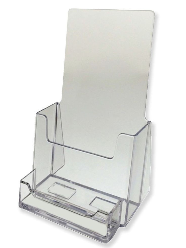 Clear Acrylic 4″ x 9″ Countertop Brochure Holder with Business Card Holder