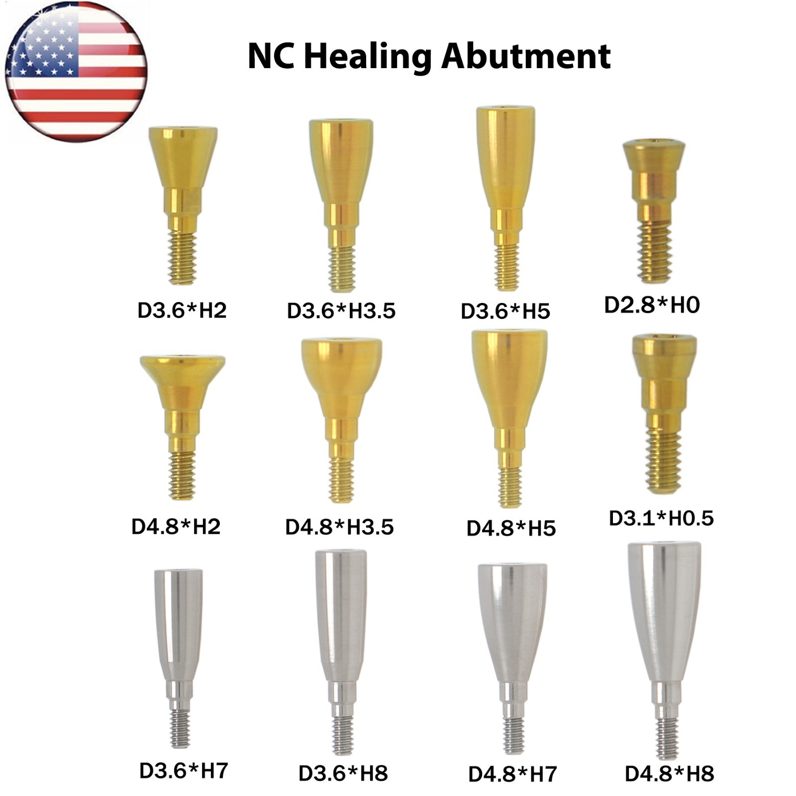 US Dental NC Healing Abutment Healing Closure Caps Fits Straumann ITI Bone Level