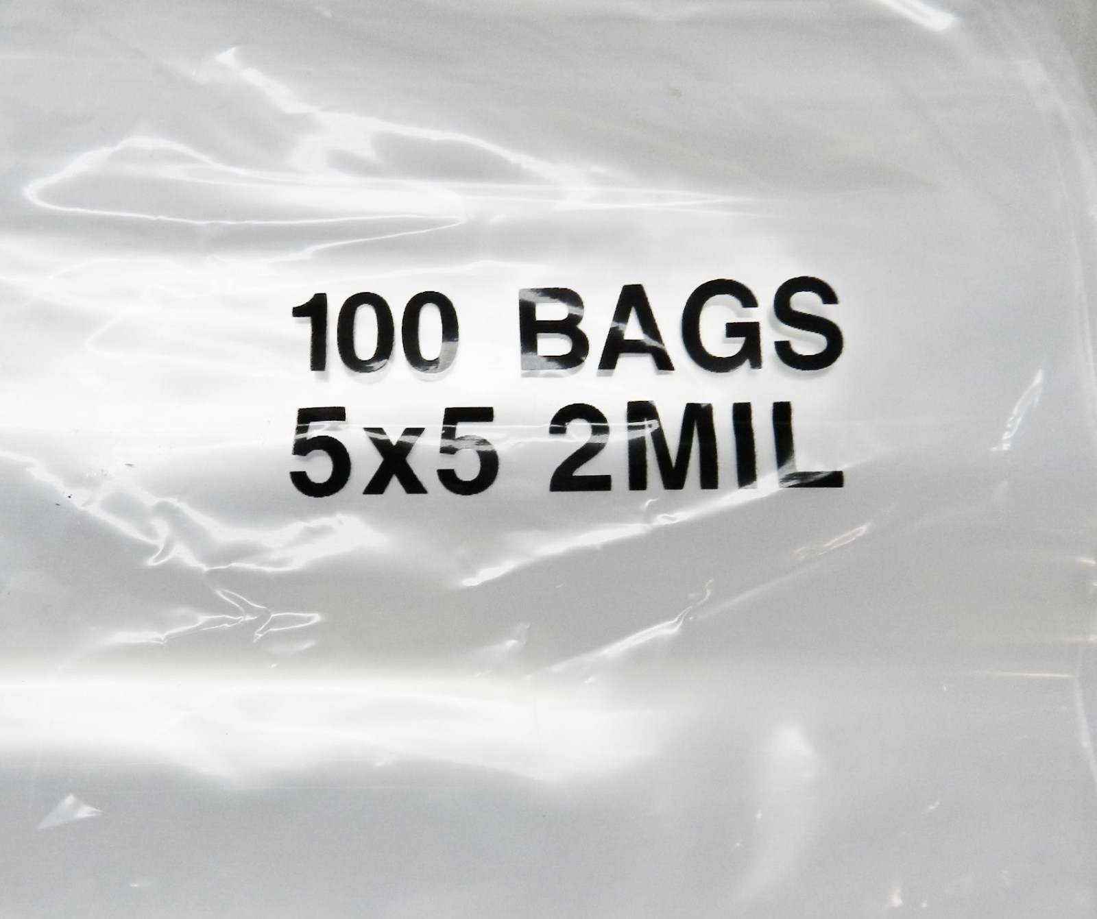 500 5×5 Zip Seal Squeeze Lock Bags 2mil Clear Poly Reclosable 5″ Square Baggies