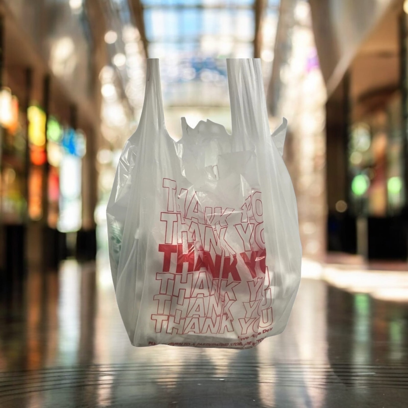 Thank You T-Shirt Carry-Out Bags Disposable Plastic Bags with Handles 1/6 Barrel