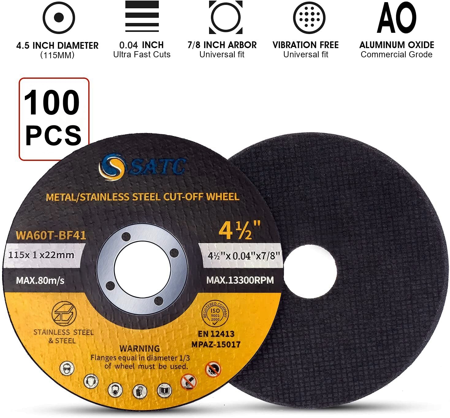 100PCS 4.5″ Cut Off Wheels 4-1/2 Angle Grindr Cutting Disc Metal Stainless Steel