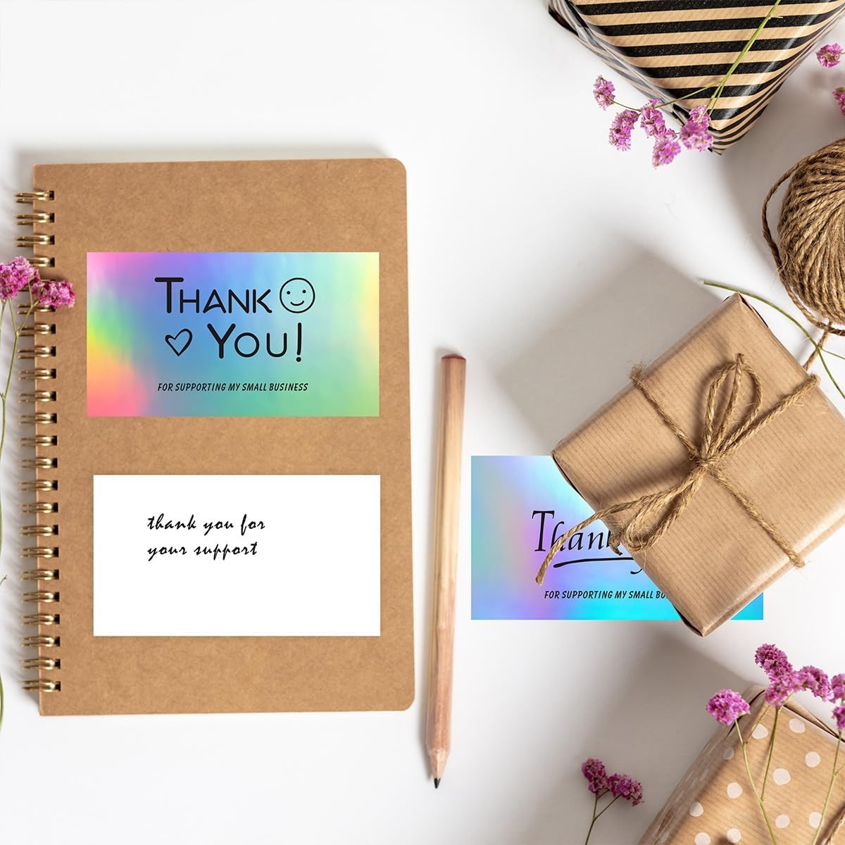 240Pcs Thank You Cards for Small Business, 6 Unique Styles of Holographic Gratit