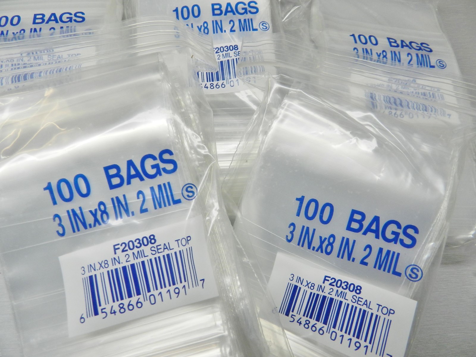 500 Zip Seal Bags 3″ x 8″ Clear 2Mil Baggies Reclosable Poly Zip Slide Lock Bag