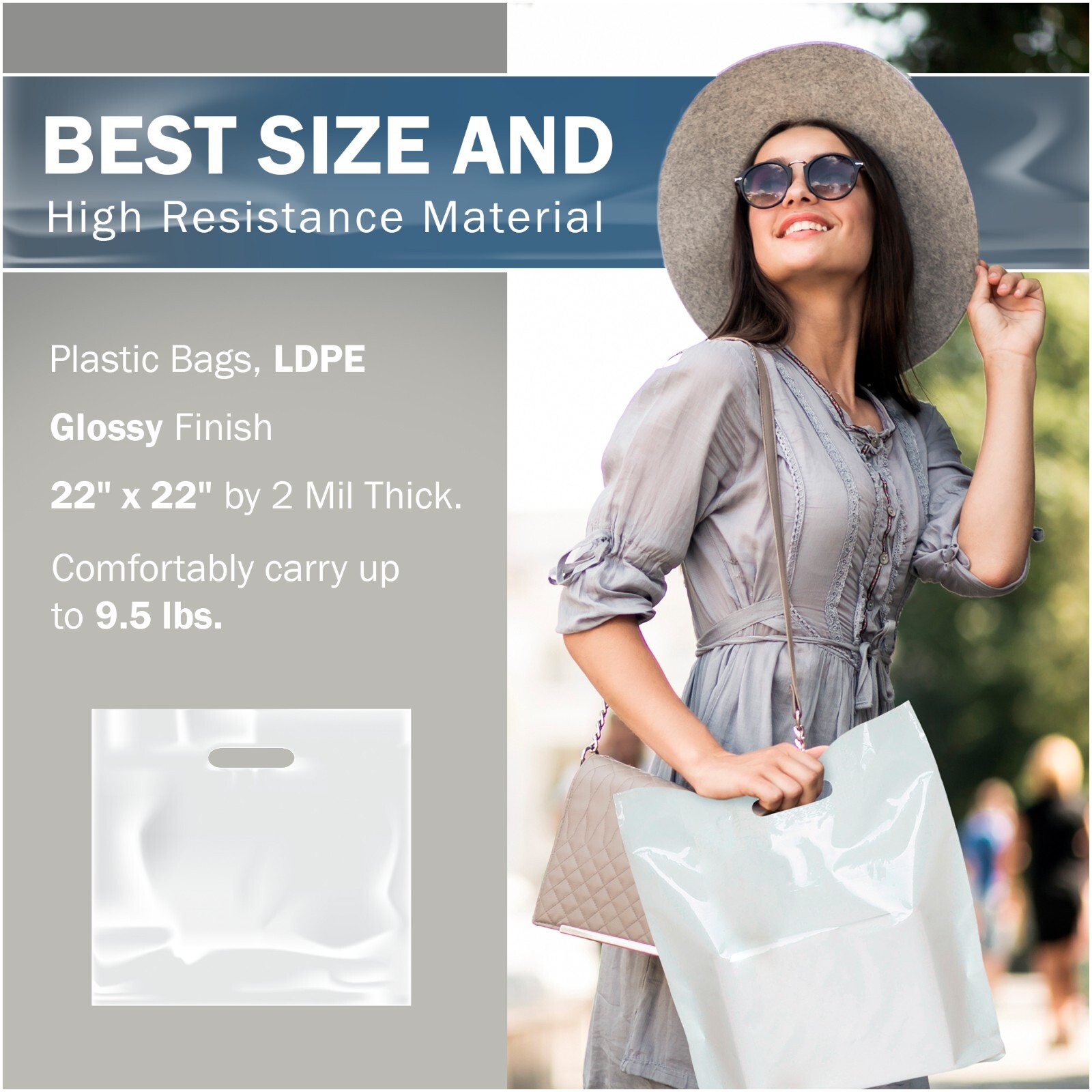 100 Pack 22″ x 22″ with 2 mil Thick Extra Large White Merchandise Plastic Bags