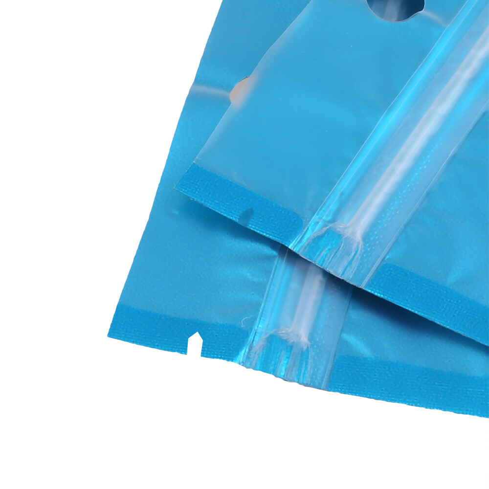 Flat Clear/Blue/Silver Mylar Zip Seal Bag Pouch with Hang Hole Variety QTY Sizes