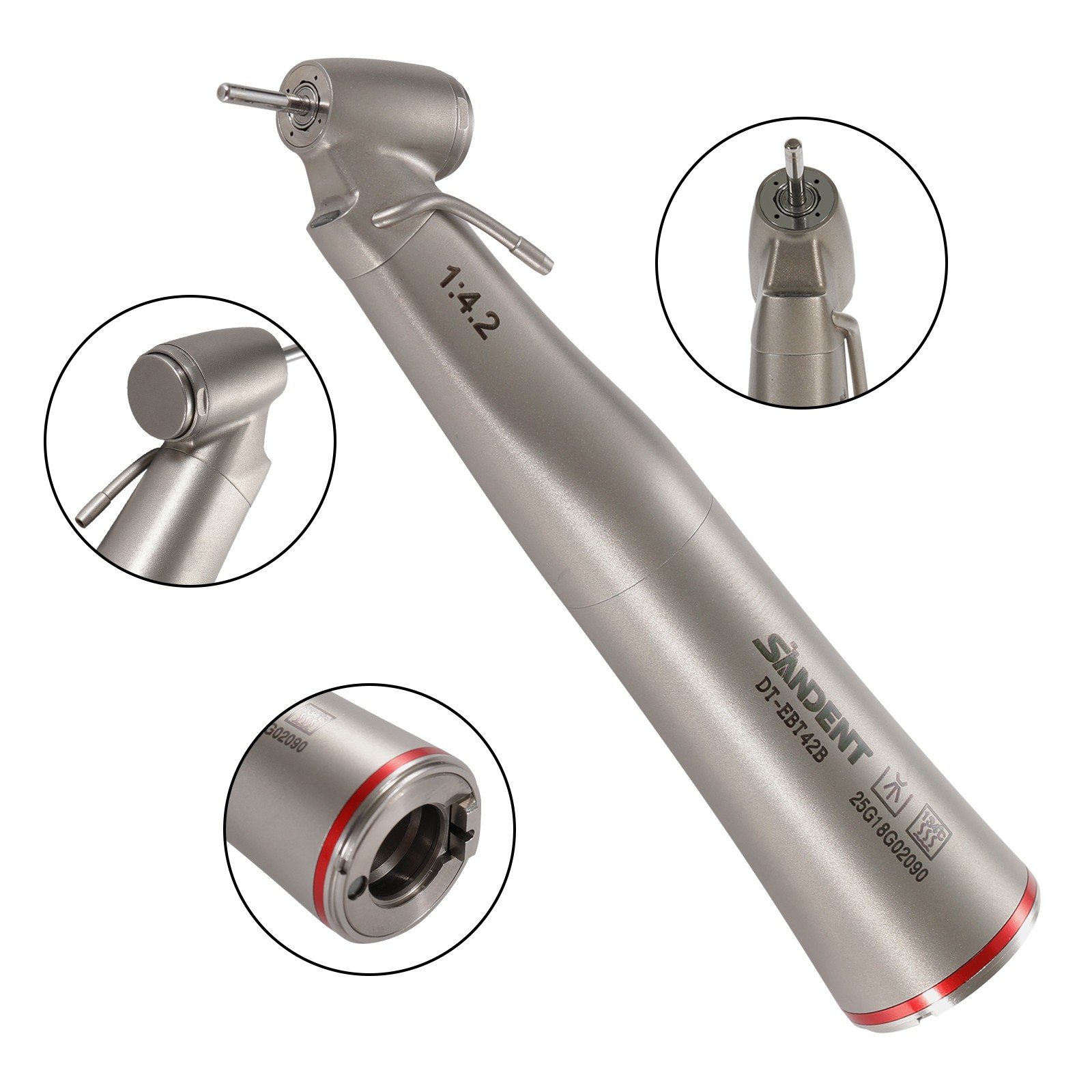 Dental Optic Fiber LED 1:4.2 Increasing Handpiece 45°Angle Head External Channel