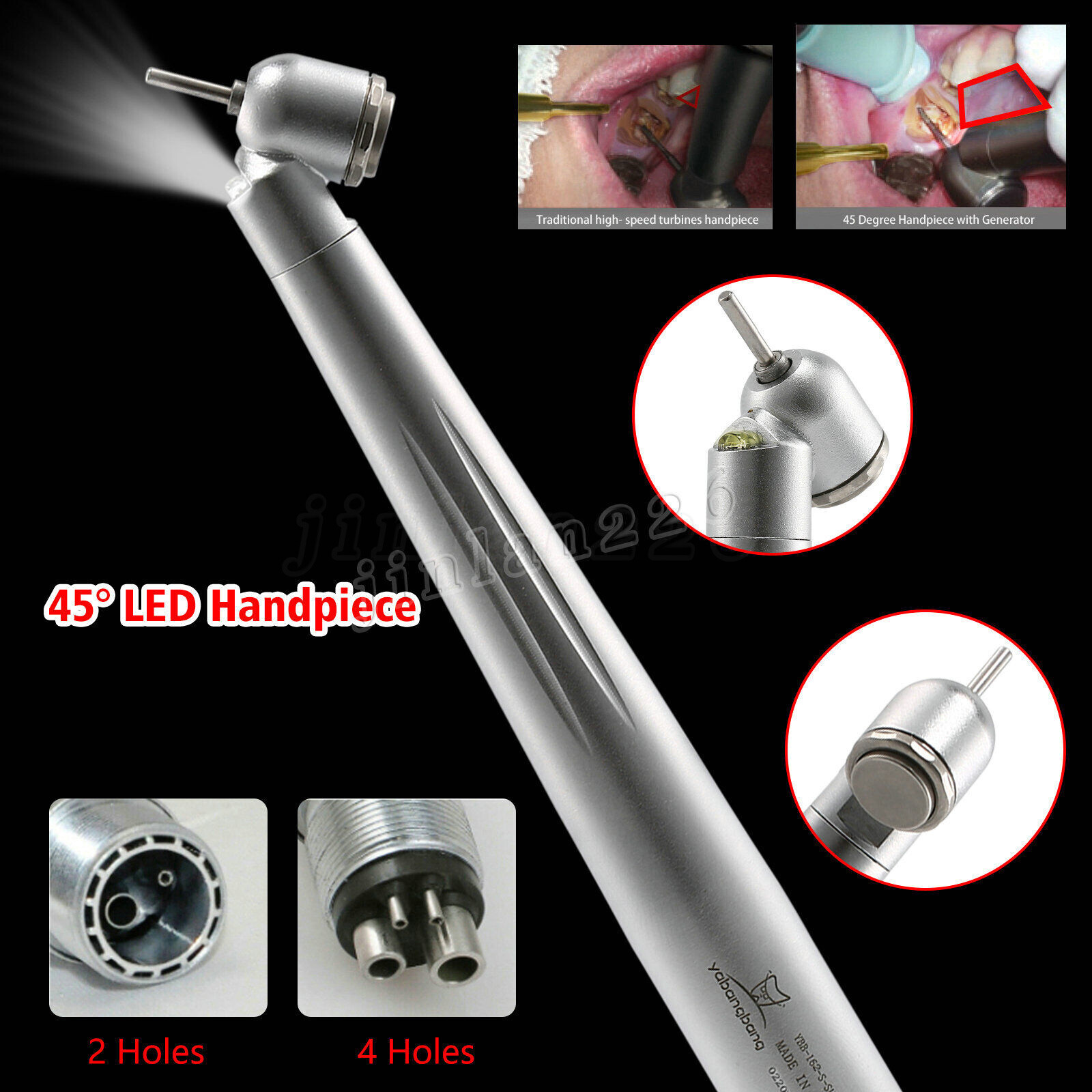 Dental 45° 45Degree Surgical High Speed Handpiece LED E-generator Push NSK STYLE