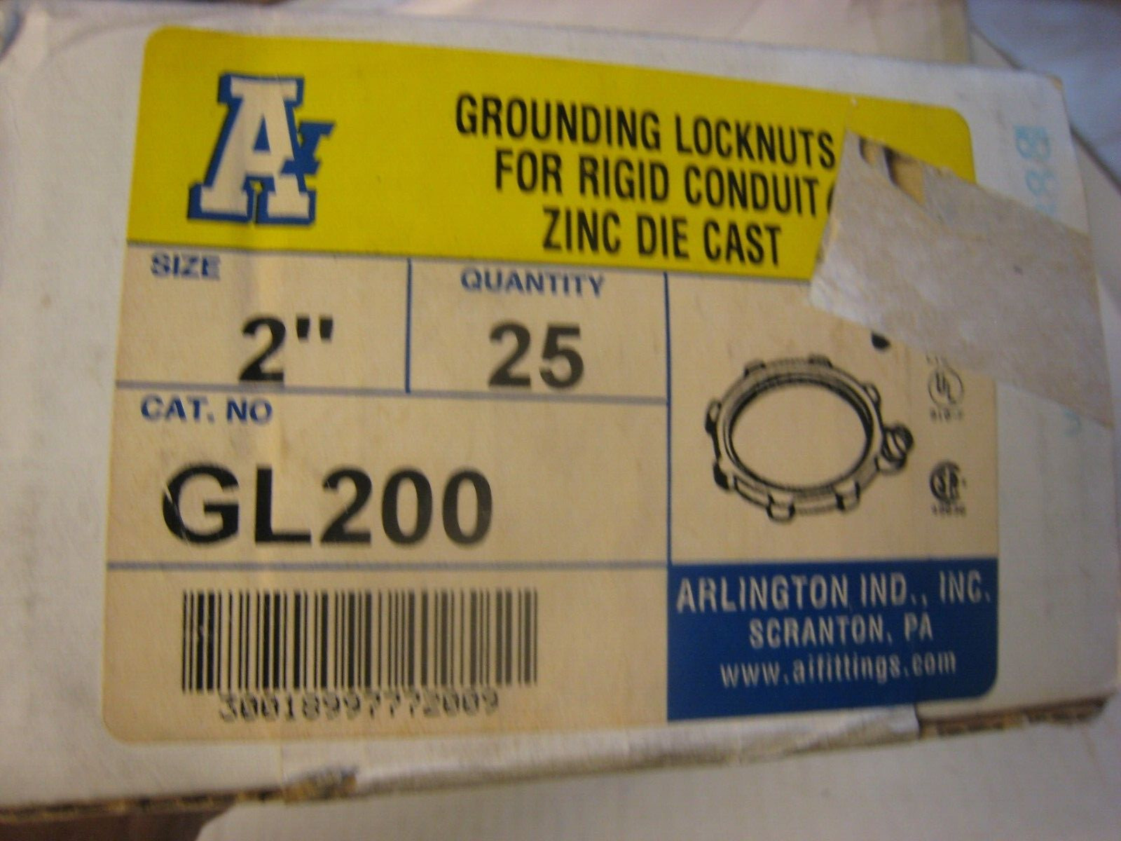 4 yes 4 Arlington Grounding Locknuts GL200 — 2” Qty 4