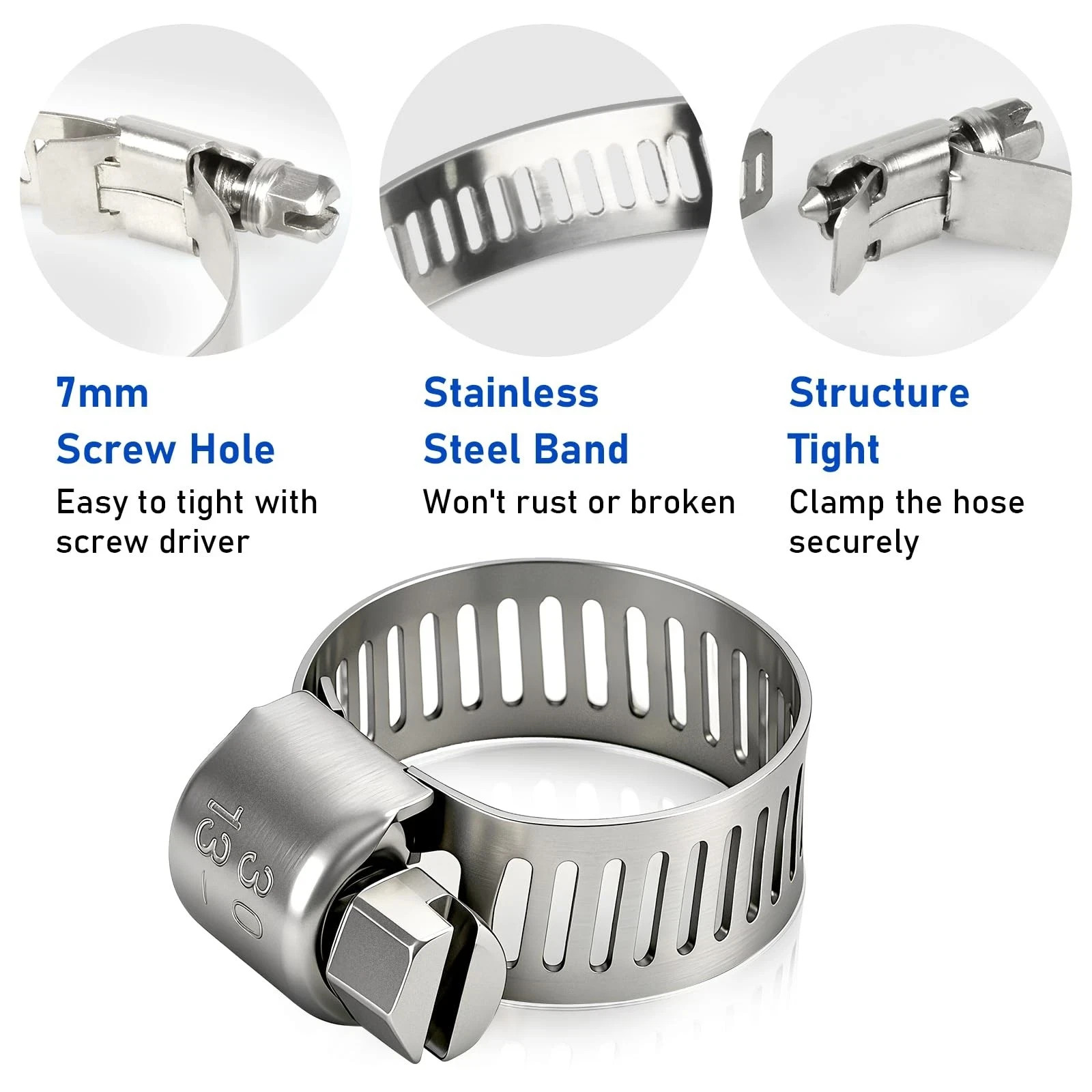 Hose Clamp 3/4 Inch, 10 Pack Stainless Steel Hose Clamps for 1/2 Inch to 3/4 …