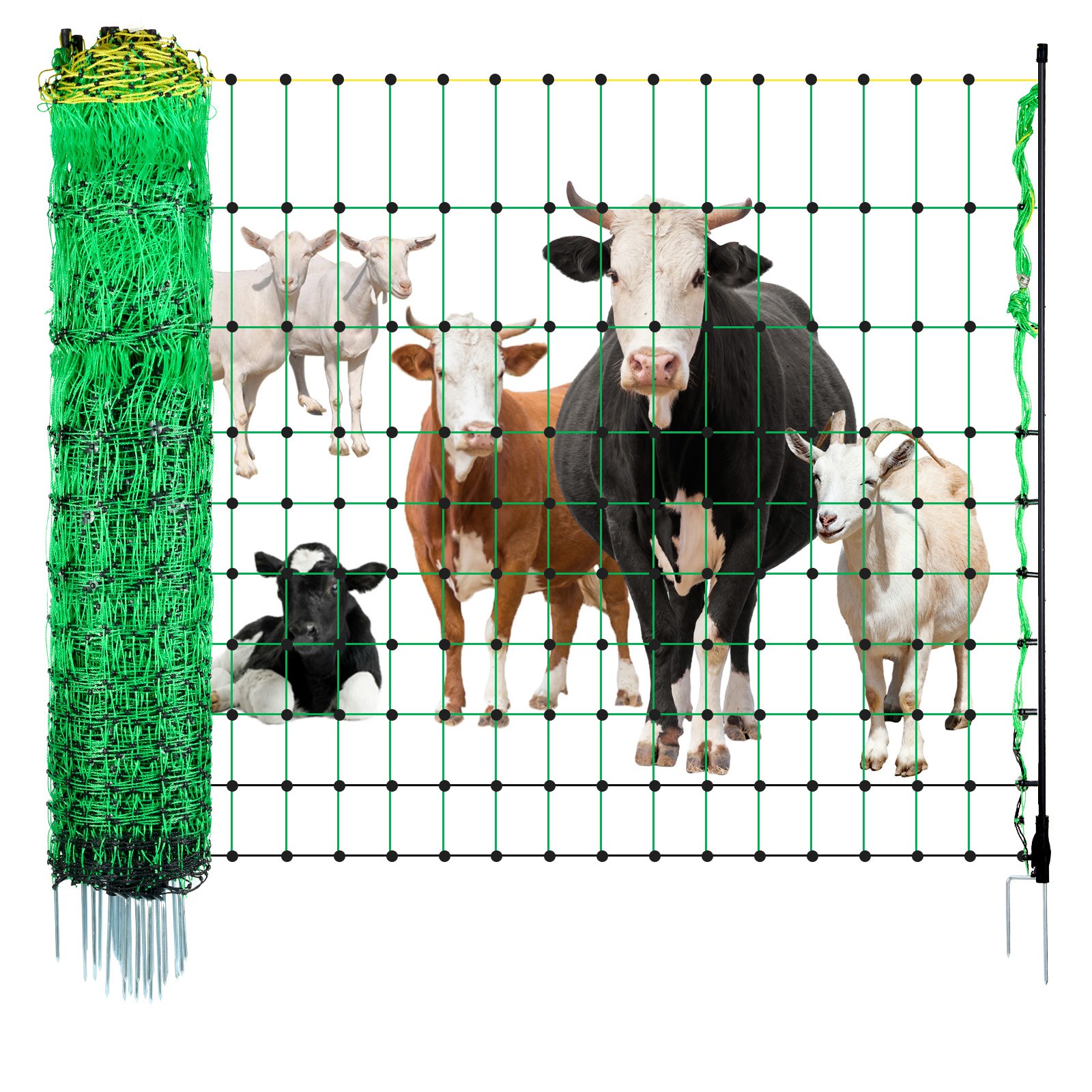 VEVOR Electric Netting Fence Kit Sheep Fencing 35″H x 164’L with Posts Spikes