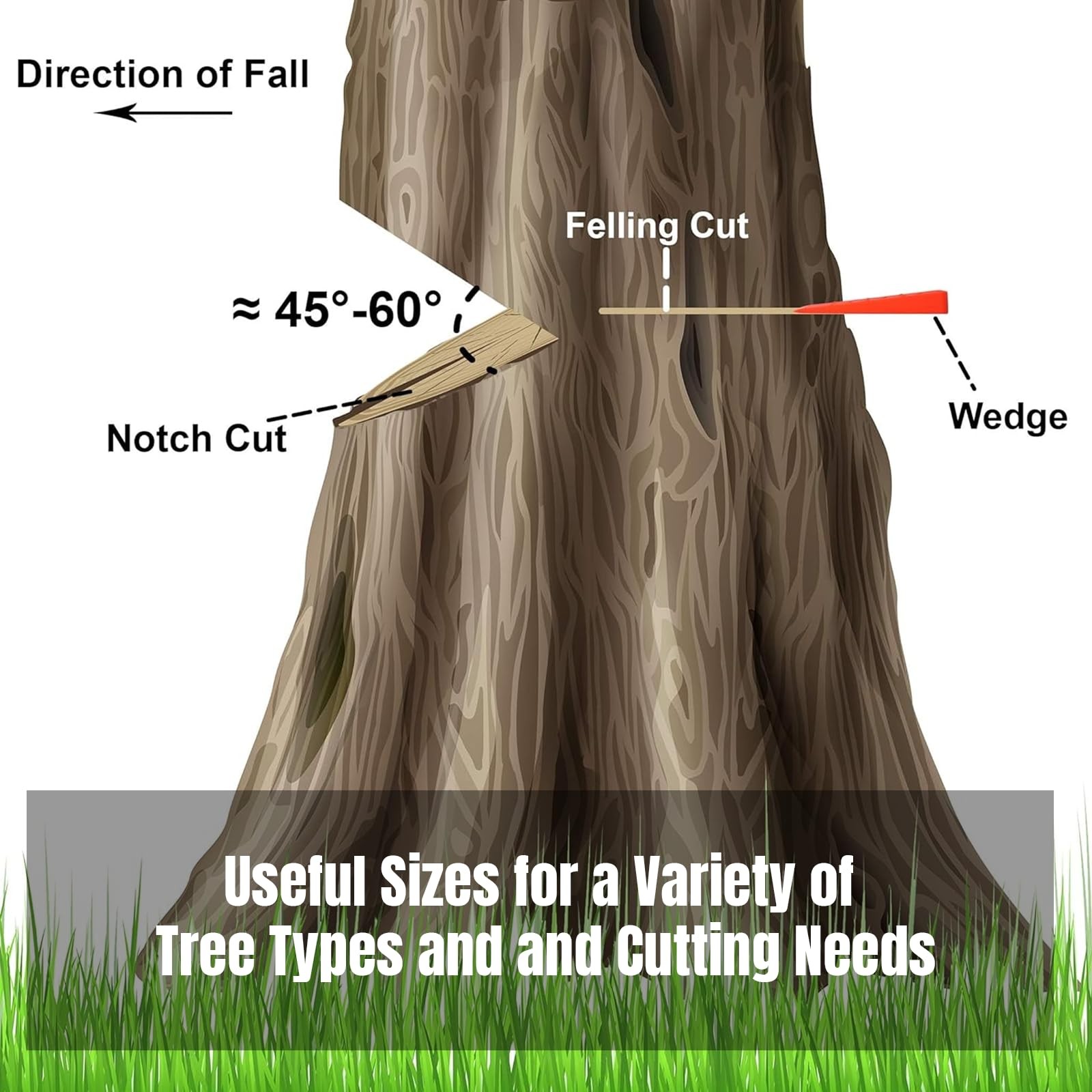 6 Pack Tree Felling Wedges with Spikes 5.5” Storage Bag and 6 Dogs