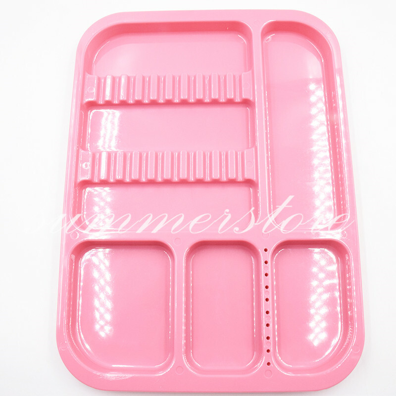 2 Pcs Pink+Blue Dental 135ºC Autoclavable Plastic Divided Type Separate Trays