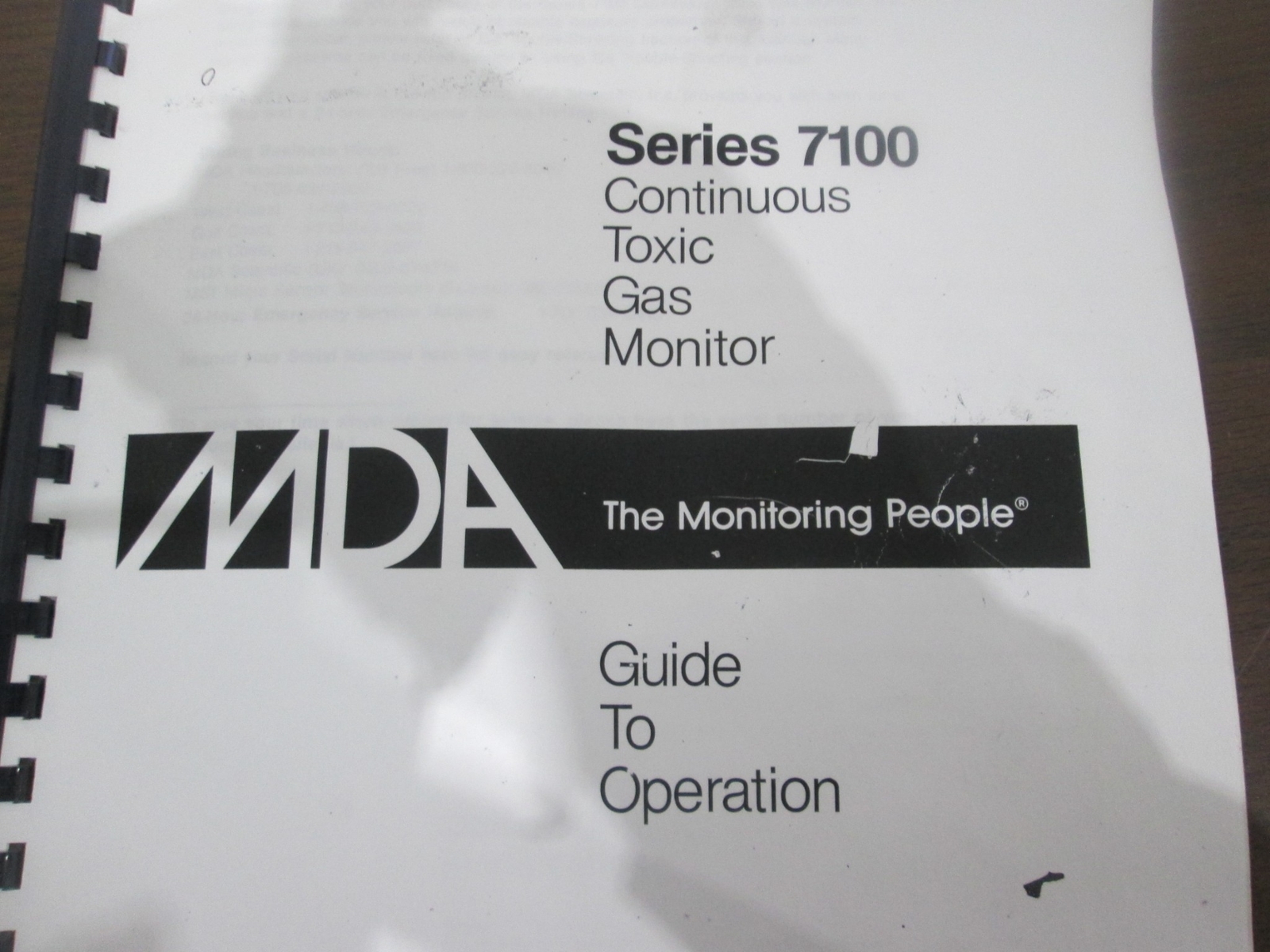 MDA, Series 7100 Continuous Toxic Gas Monitor, Guide to Operation, Used