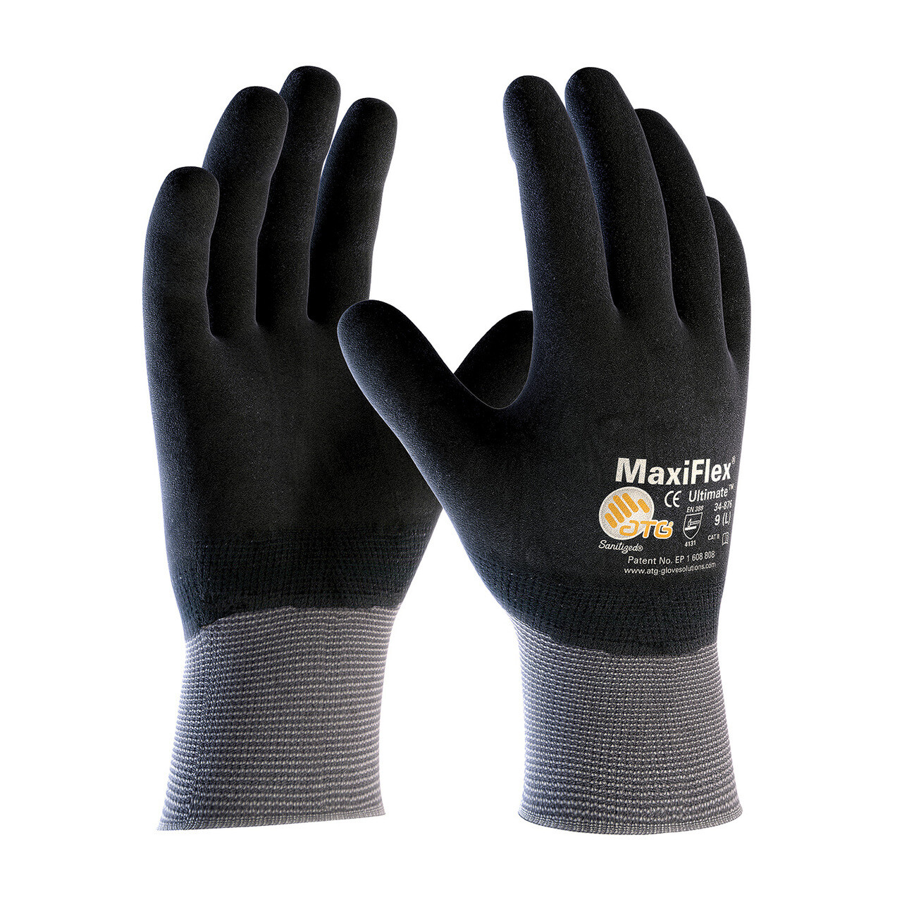 6 PR. 34-876 MaxiFlex Foam Full Palm Coated Nitrile Grip PROTECTIVE WORK GLOVES