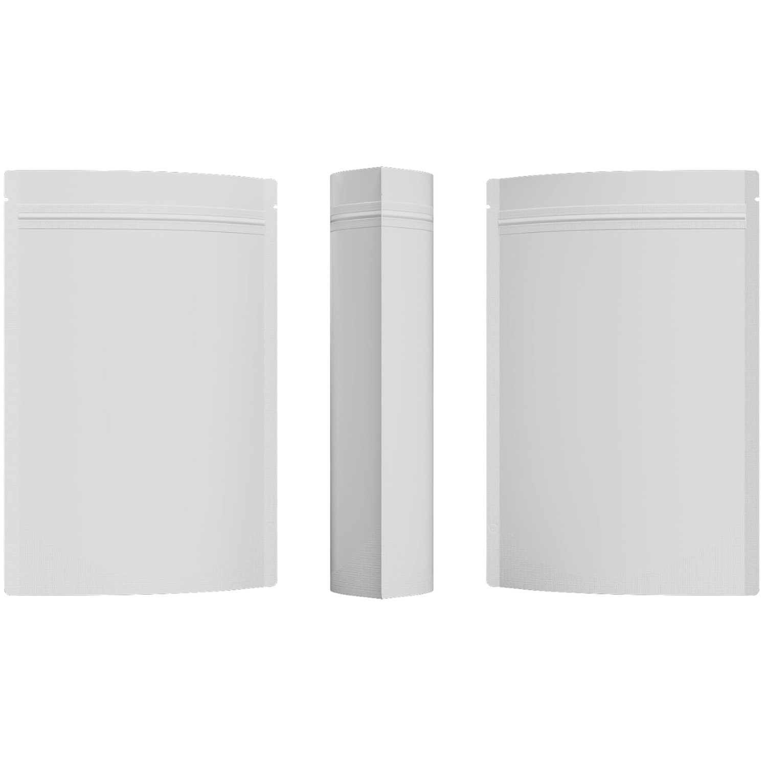 100 Matte Double-Sided Resealable Bags, White