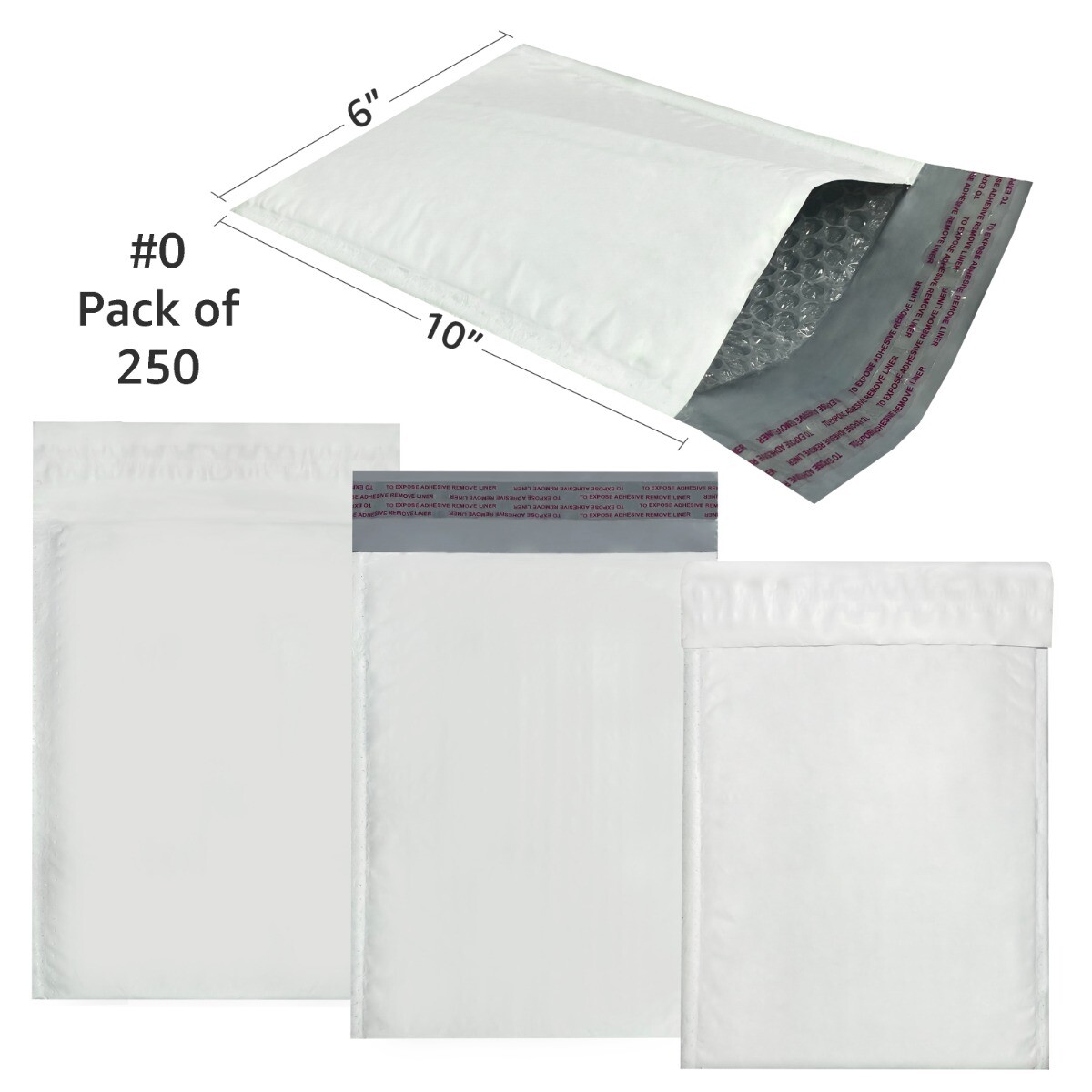 UOFFICE 250 Poly Bubble Mailer Bags 6.5×10″ #0 Pouches Envelopes