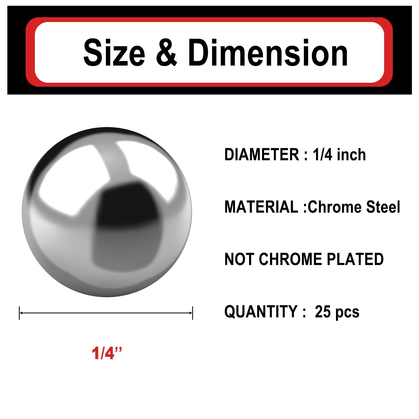 (25PC) 1/4 Inch Precision Stainless Steel Ball Bearing, Chrome Steel Bearing …