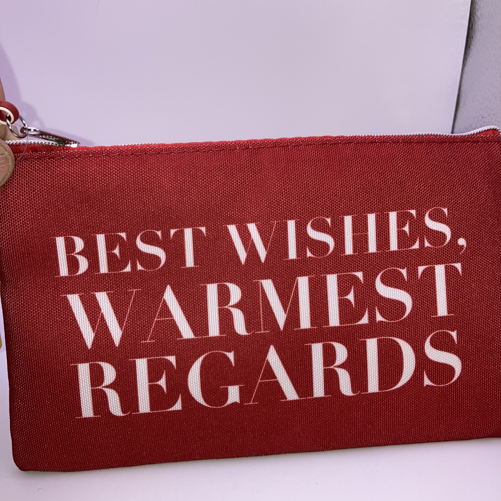 Red Schitt’s Creek Best Wishes Warmest Regards Pencil Case Or Cosmetic Bag NWT!!