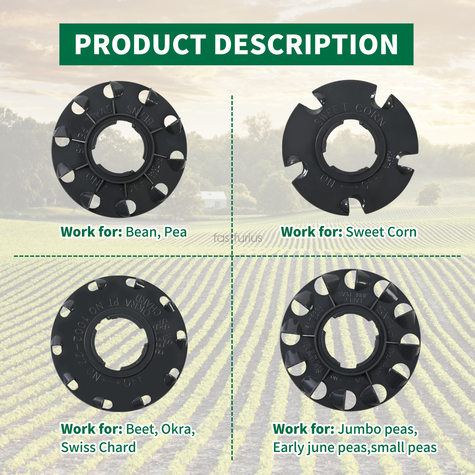 Standard Seed Plate 60009 fits Earthway 1001-B Seeder for Corn,Onion,Tomato,Bean