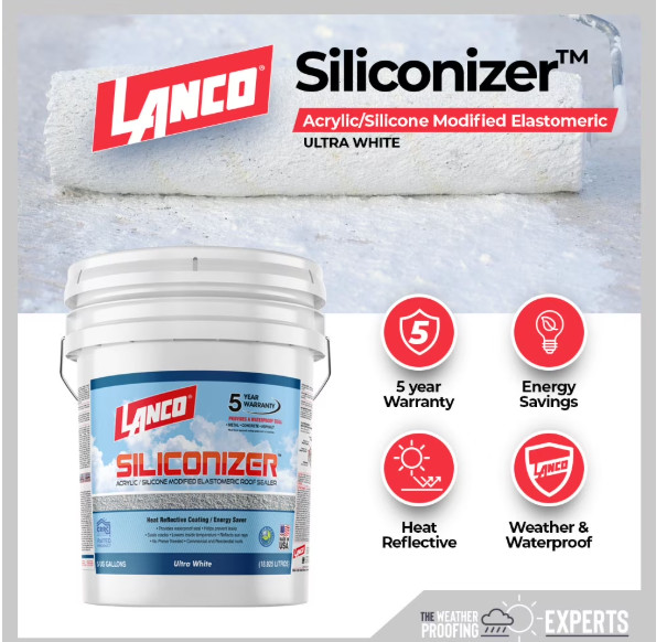 Siliconizer Acrylic Elastomeric White Reflective Roof Sealer, 5 gal Weatherproof