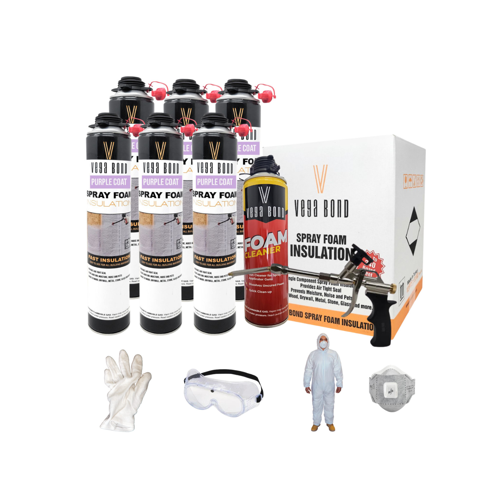 Vega Bond Purplecoat Single Component Closed Cell Insulation Spray Foam – 6+SET