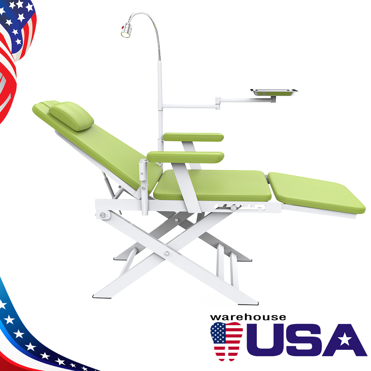 5 Types Portable Dental Folding Chair Package LED Light+Air Turbine Unit 4 Holes